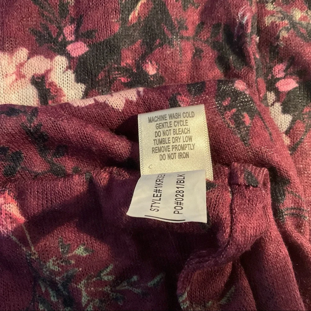 Self Esteem Boho Floral Print Burgundy Infinity Scarf - Picture 6 of 7